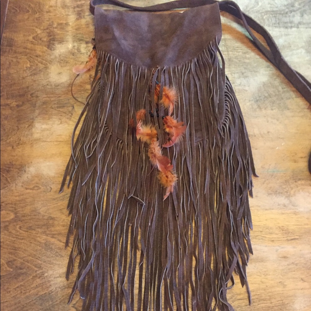 BoHo Brown suede fringe purse